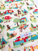 Waterproof and padded bassinet liner for baby that fits Uppababy Vista V2 in a cute animals camping cotton fabric