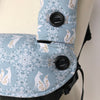 Ergobaby Ergo 360 Omni Compatible drool bib and dribble pads set. Padded and soft in a cotton light blue background with foxes and rabbits with gold details fabric- Mini Happy Me