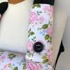 Ergobaby Ergo 360 Omni compatible teething dribble bib and drool strap pads set in a pretty pink rose floral fabric