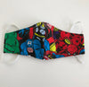 reusable washable fabric face mask with nose wire in Superhero cotton fabric