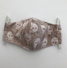 reusable washable fabric face mask with nose wire in Grey Skulls cotton fabric