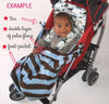 Aqua blue reversible soft pram blanket with footpouch and ties - non slip