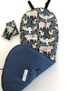 Pram liner and shoulder pad covers made to fit Babyzen yoyo and plus model in cute animal navy fabric. Soft and padded. Made in Australia.