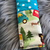 Padded harness strap covers for the pram or car seat in cute camping cotton fabric with animals