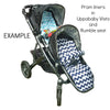 Uppababy Vista and Rumble seat compatible double pram liners. Non slip, reversible, soft, padded. Custom made in Australia.- Mini Happy Me