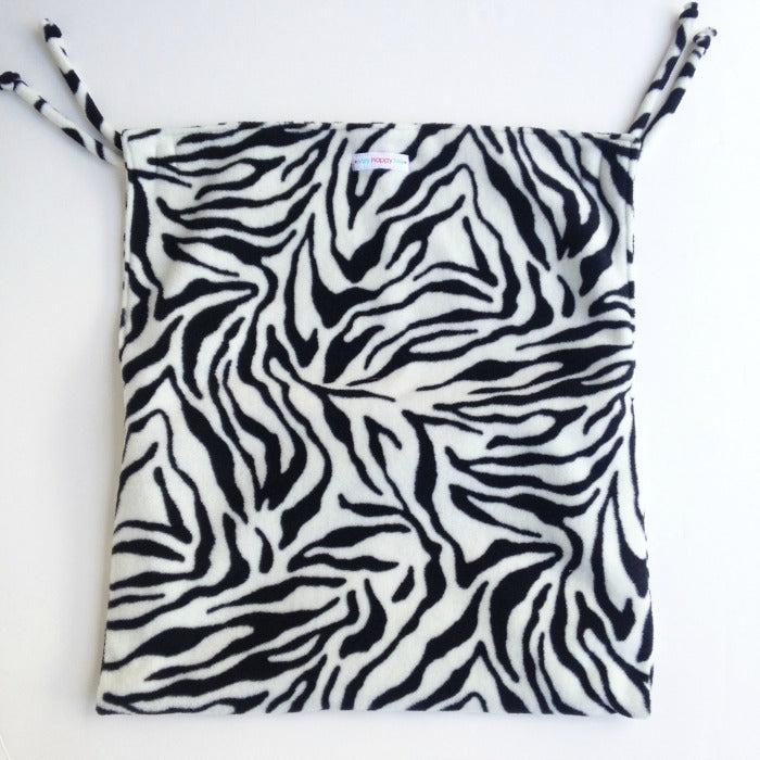 Zebra pram blanket with foot-pouch and non slip ties - Ready to ship
